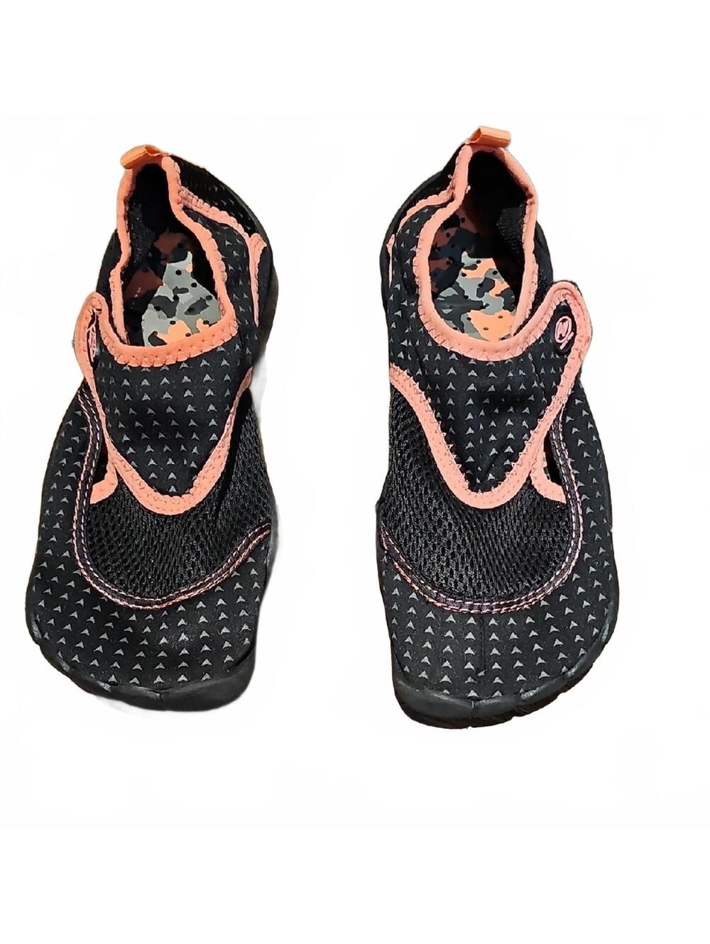 Athletic Works Black and Pink Water Slippers with Breathable Mesh Size 7-8